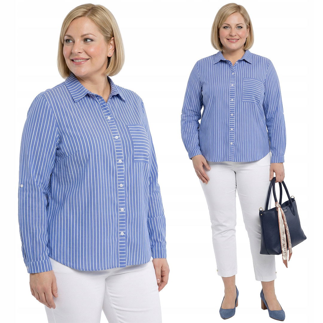 Modrá pruhovaná košeľa plus size veľkosť 56