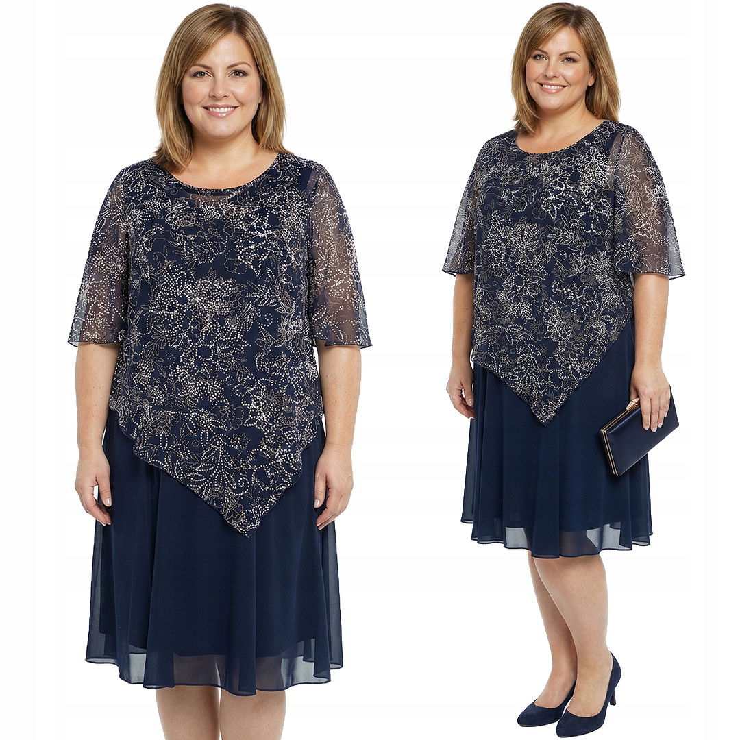 Modrá sukňa bezovo-biely vzor plus size veľkosť 52