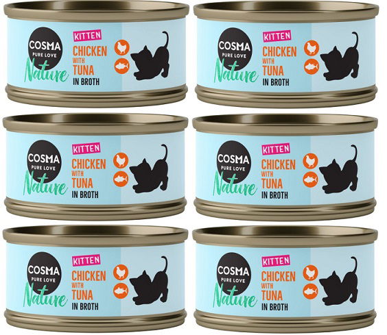 Mokré krmivo pre mačiatka Cosma Nature Kitten kuracie mäso tuniak 6x70 g