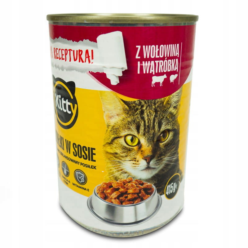 Mokré Krmivo Pre Mačky Kuracie Mäso S Teľacou Plechovkou 0,415 kg Kitty