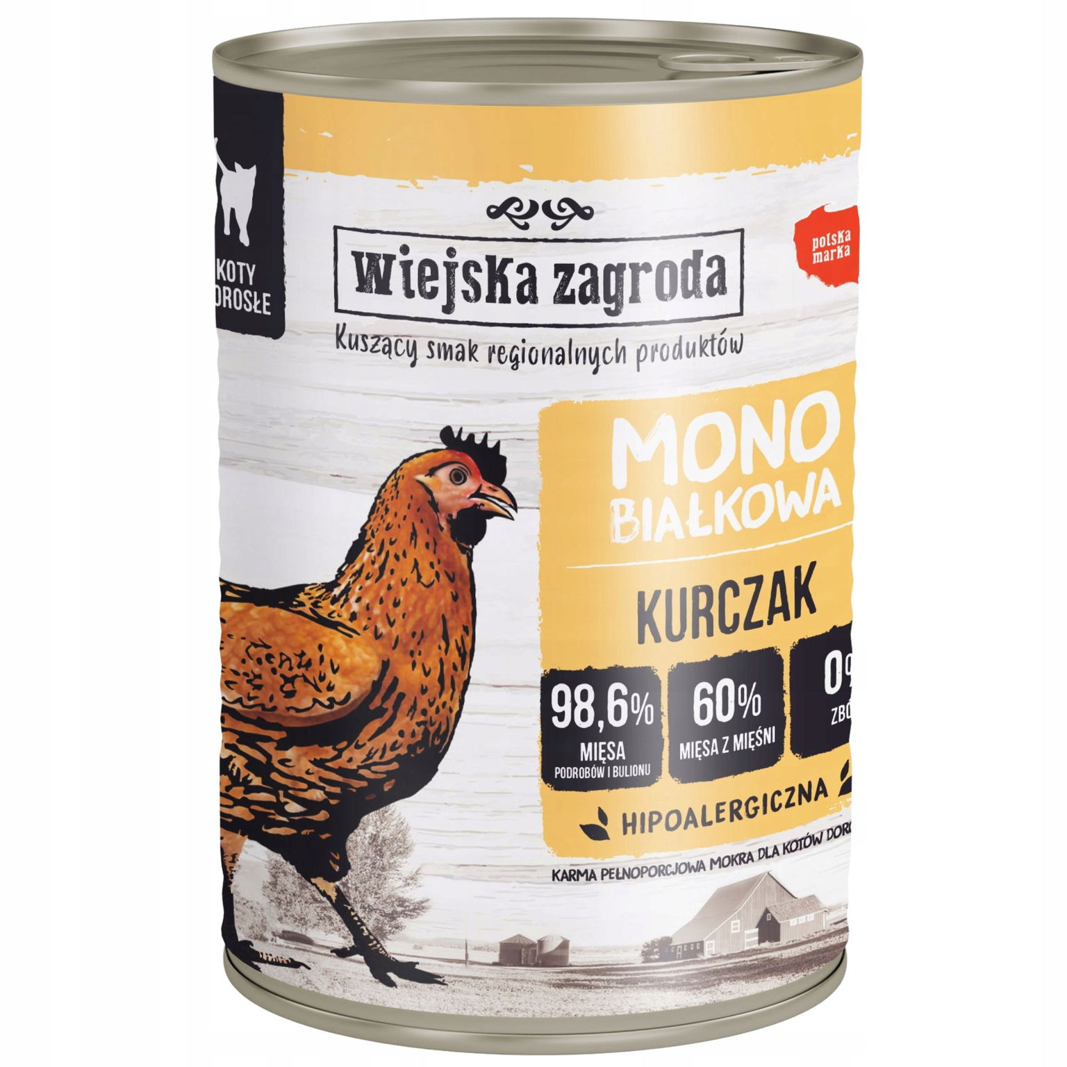 Mokré krmivo pre mačky Monoproteínová Kuracie Mäso 400 g Wiejska Zagroda na alergiu