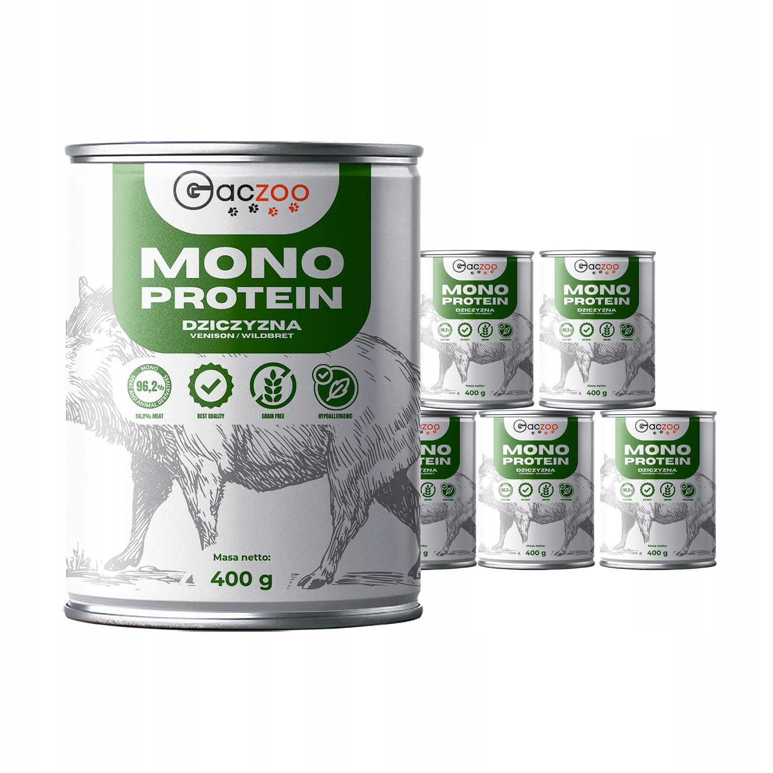 Mokré krmivo pre psa Gaczoo Mono Protein Diviak 6 x 400 g hypoalergénne