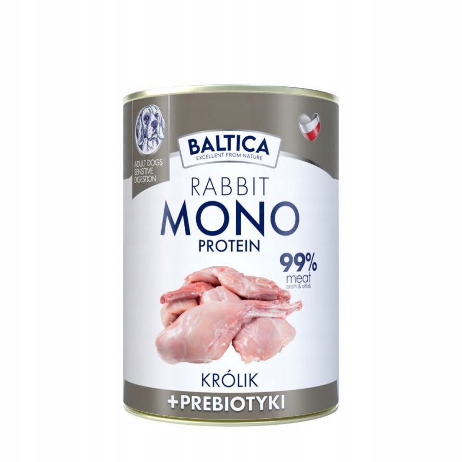 Mokré krmivo pre psa Králik s prebiotikami Monoprotein Baltica 400 g