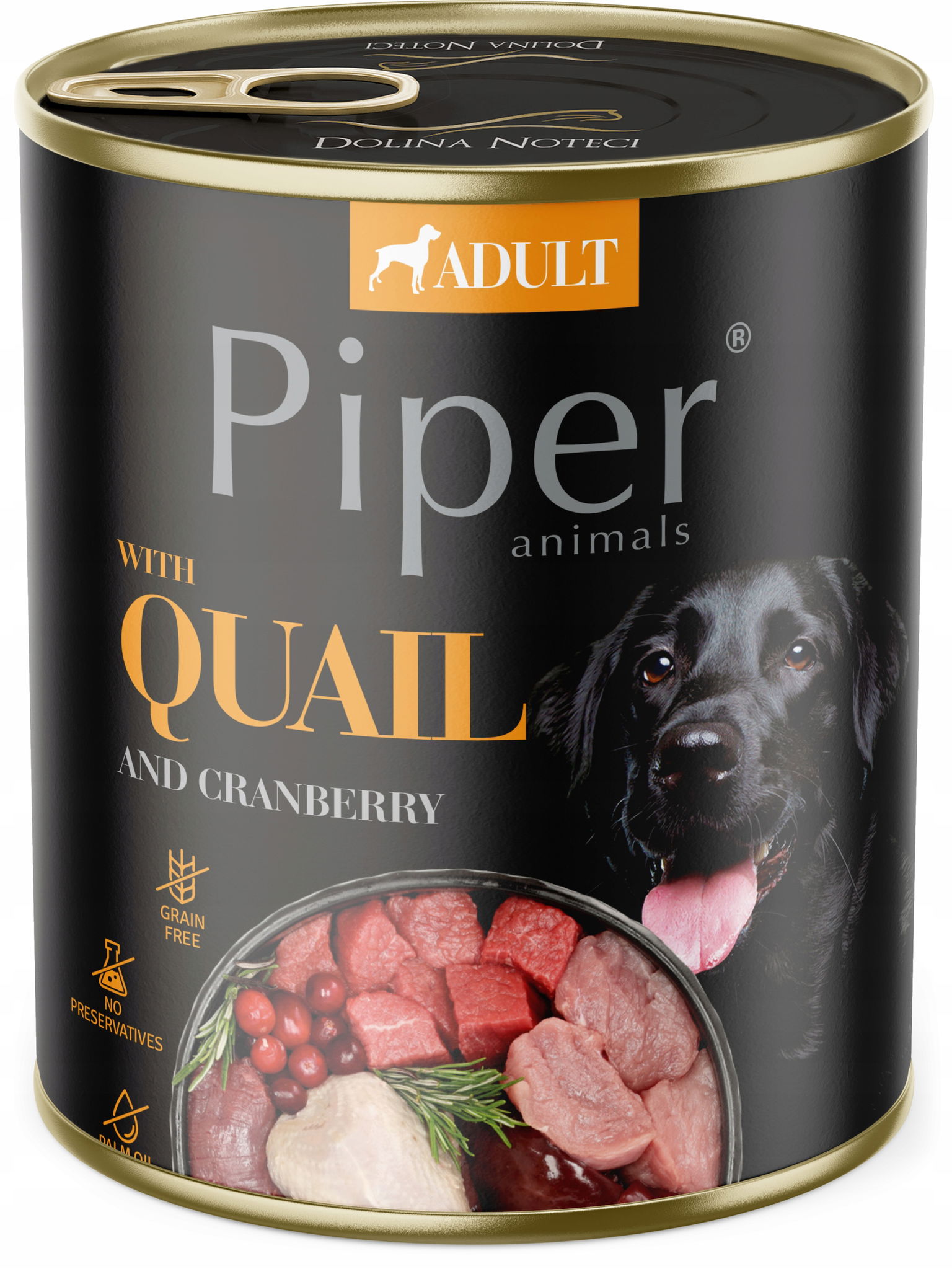 Mokré krmivo pre psa Piper Dolina Noteci prepelica a brusnice 800 g