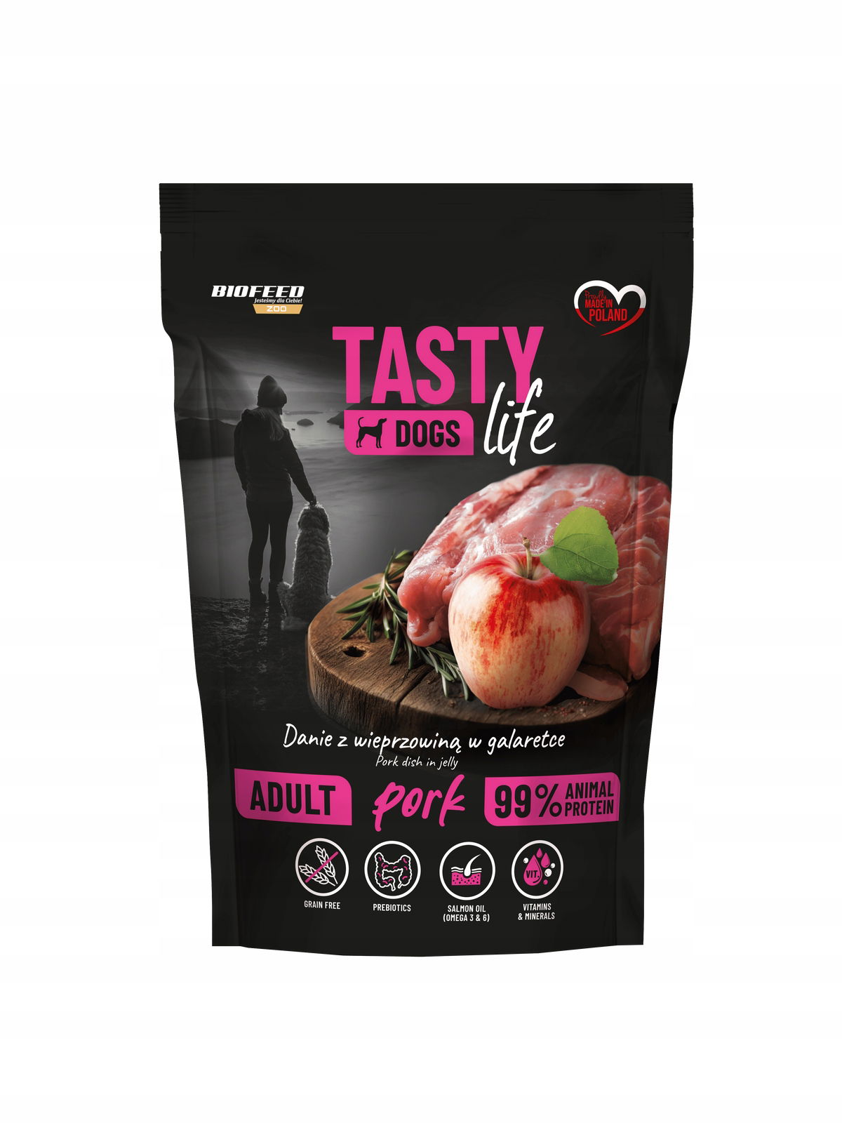 Mokré krmivo pre psov BioFeed Bravčovina 90% vrecko 500g Tasty Dogs Life