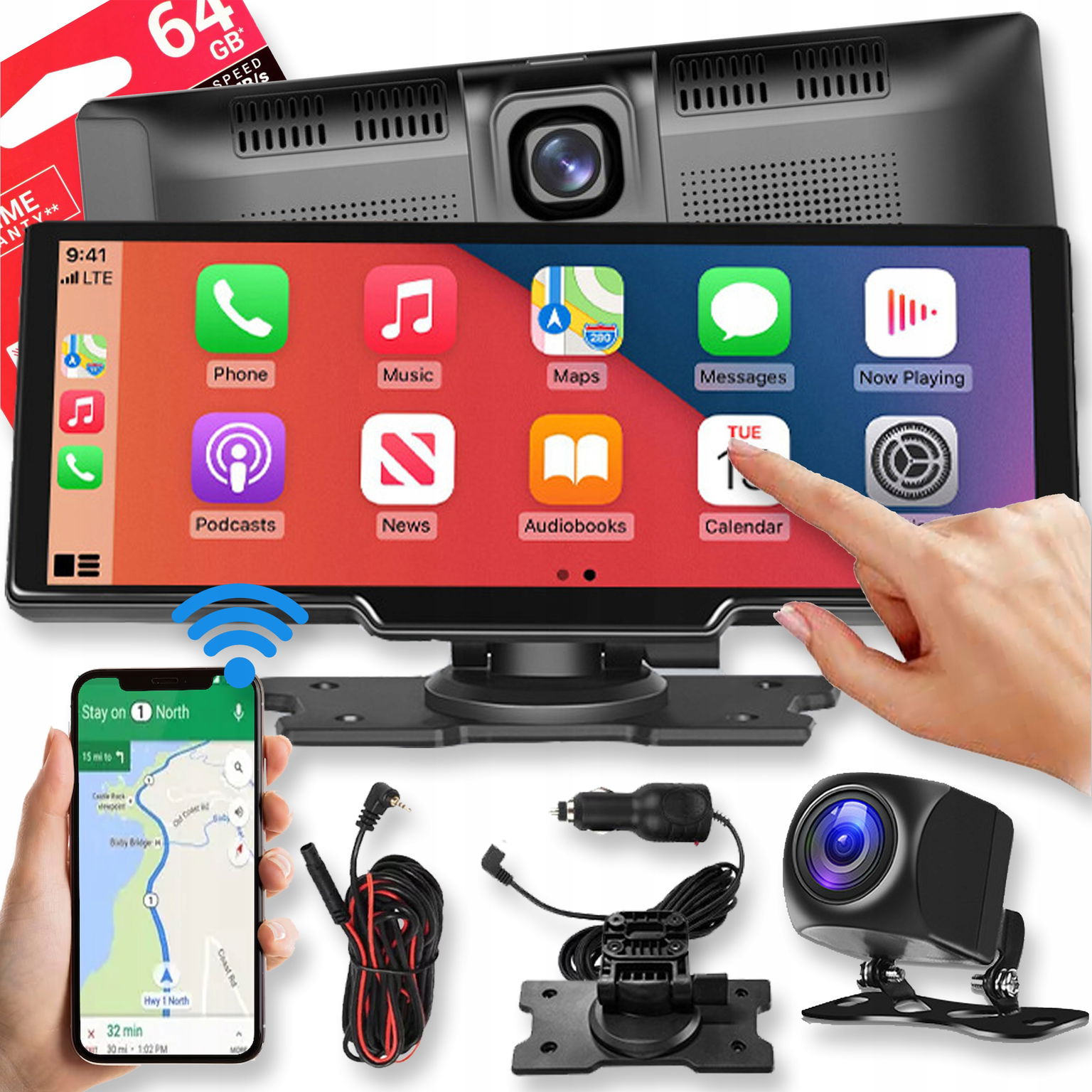 Monitor Automobilu Android Carplay Auto Cúvacia Kamera 10" Poľské Menu