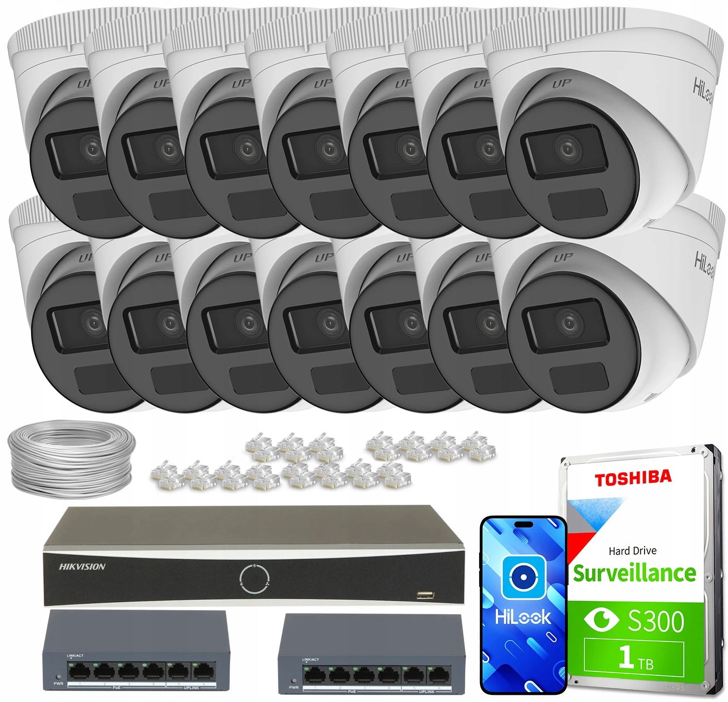 Monitorovací set firma dom 14x IPCAM-T4-P Full Hd PoE IR20m switch