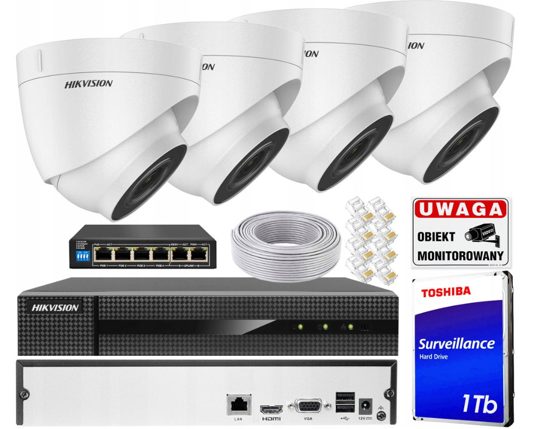 Monitorovací set Hikvision Monitorovací set IPCAM-T4 Kit Nvr Hdd