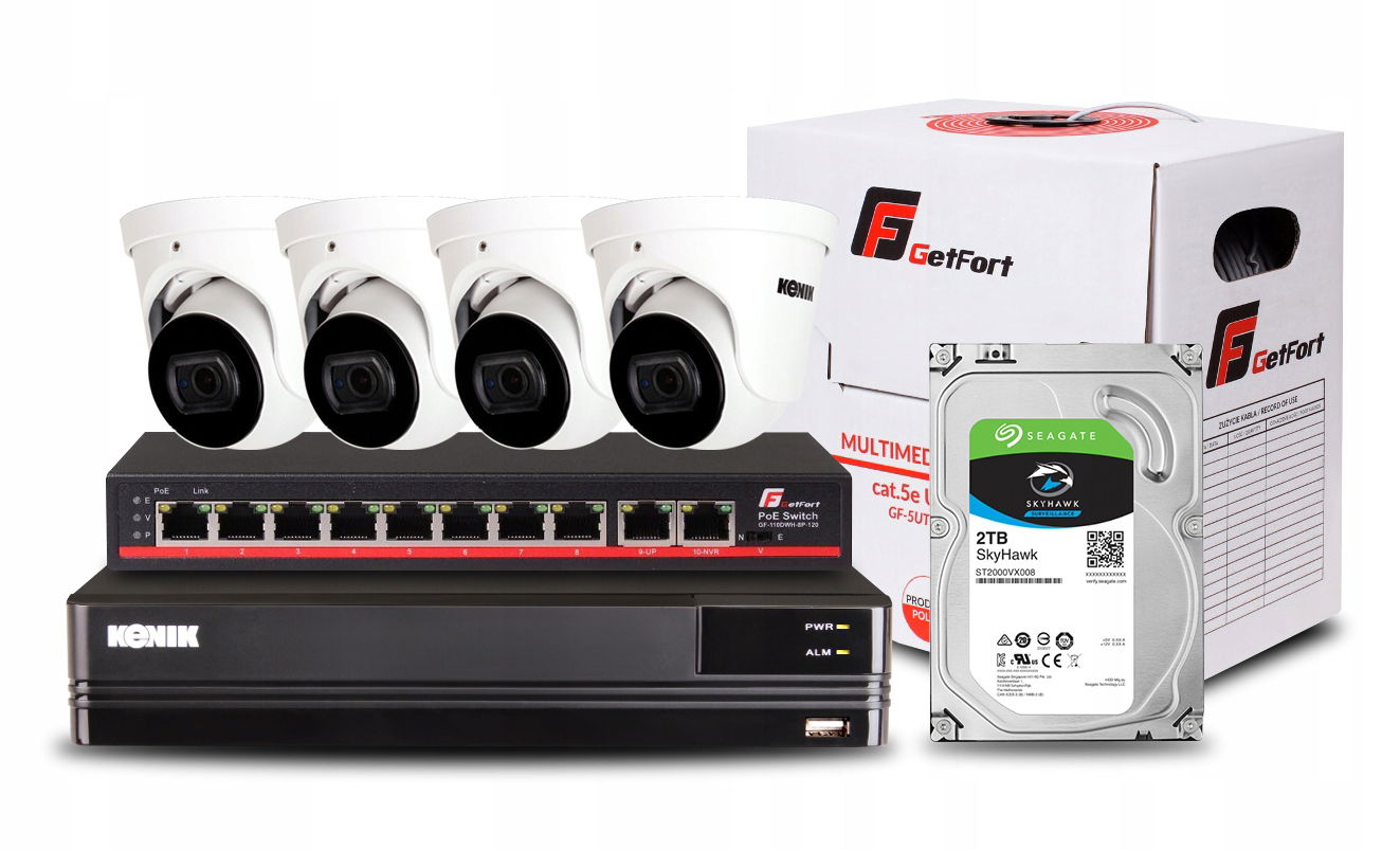 Monitorovací Set Kenik Ip 8CH 4 Kamery 5MPX