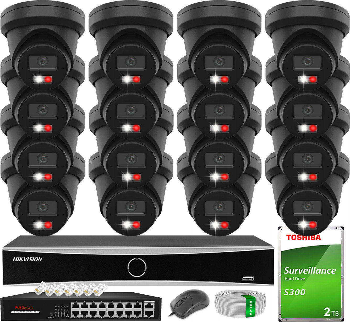 Monitorovanie 16x Kamera Black 6MPx S AcuSense Hybrid Disk 2TB Hikvision