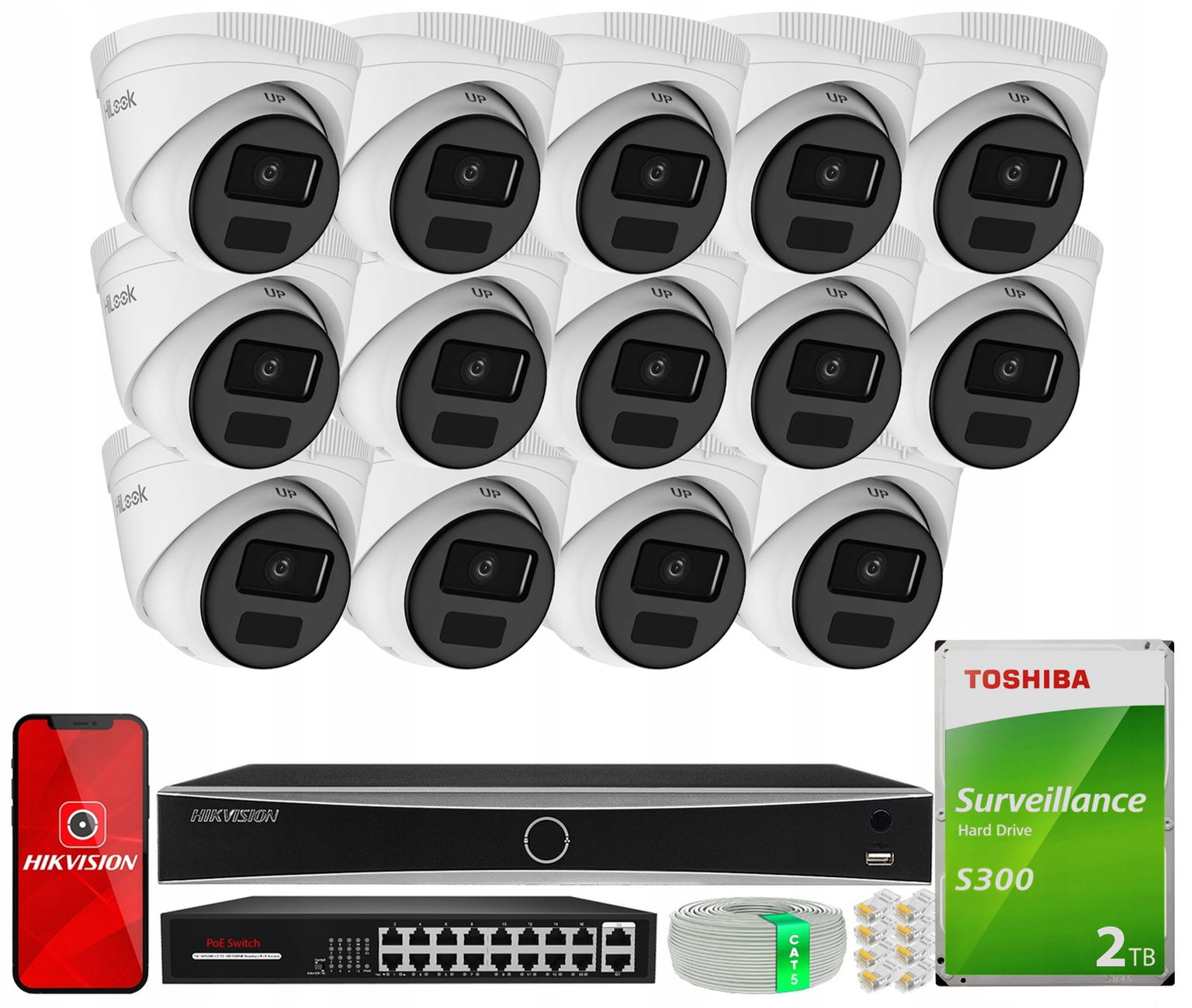 Monitorovanie Ip 14 Ip kamera 4MPx rekordér Acusense Hikvision Disk 2TB