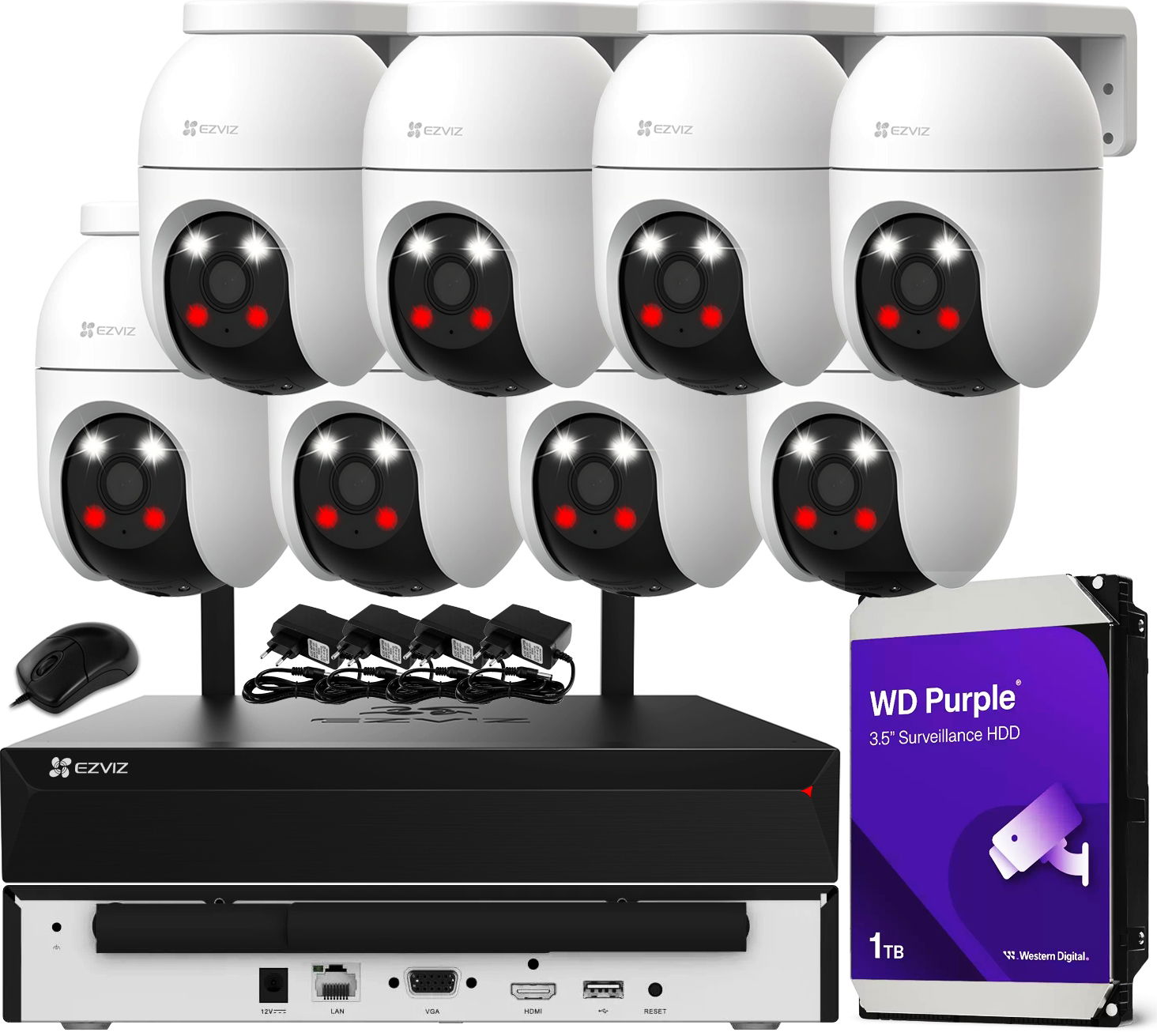 Monitorovanie WiFi 8 externých kamier 5MPx Ezviz rekordér disk 1TB