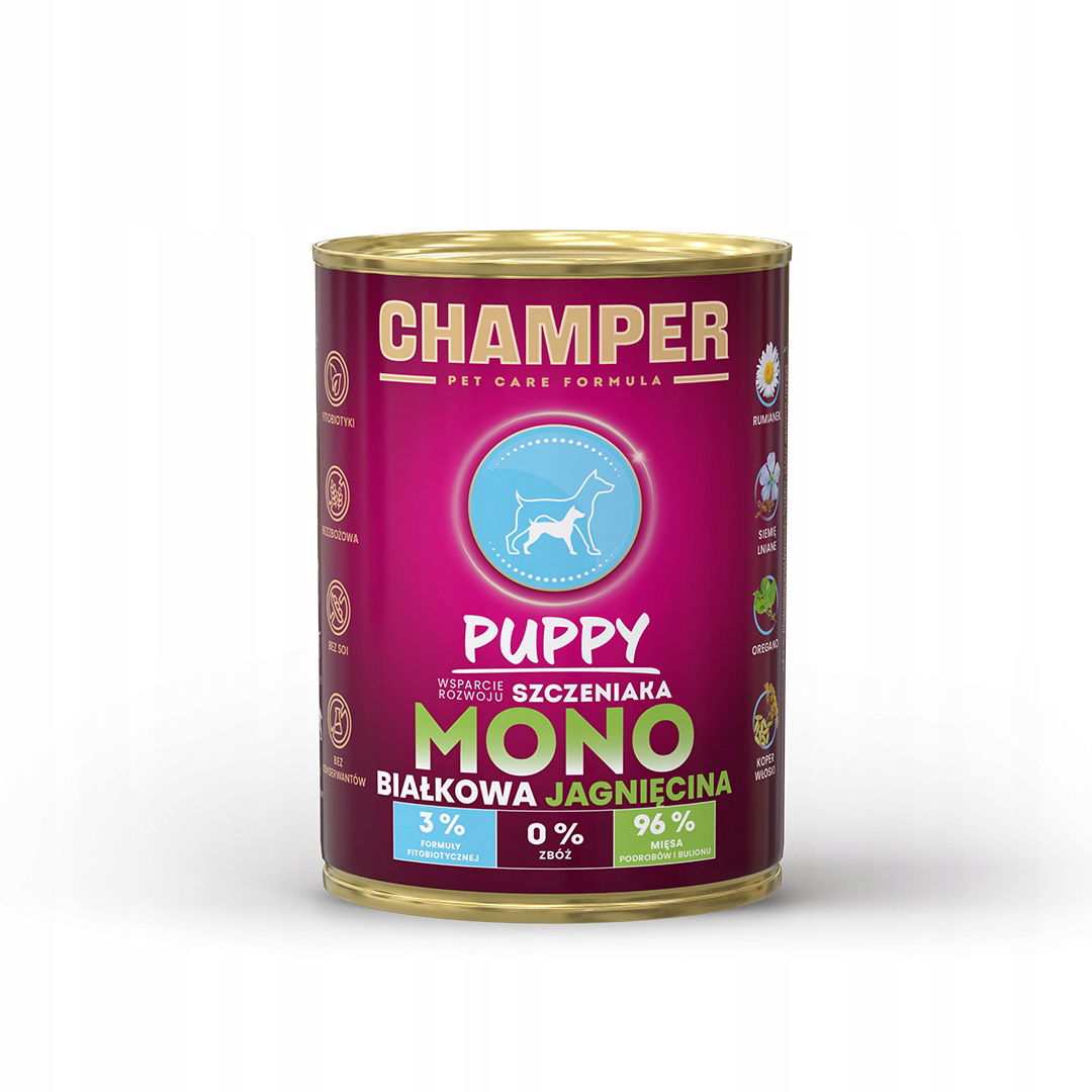 Monoproteínové Vlhké Krmivo pre šteniatka Champer Puppy s jahňacím mäsom 400 g