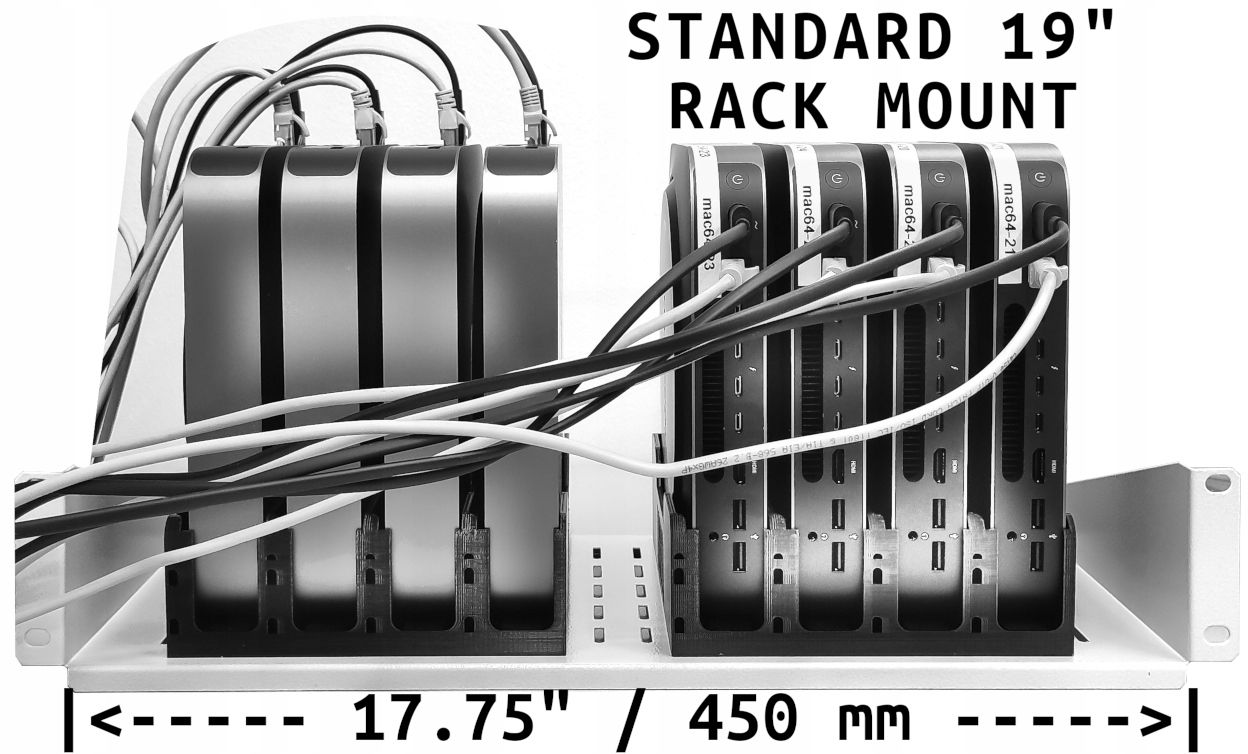 Montážny systém Apple Mac Mini, 8 stojanov na štandard 19" rack