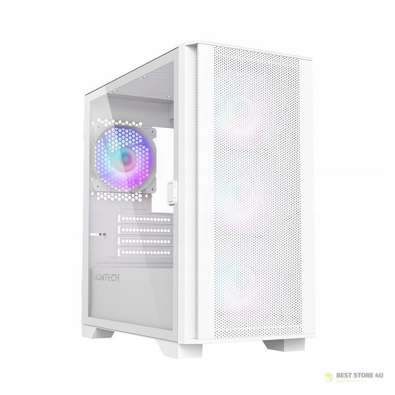Montech Air 100 Argb, Micro-ATX, tvrdené sklo biele