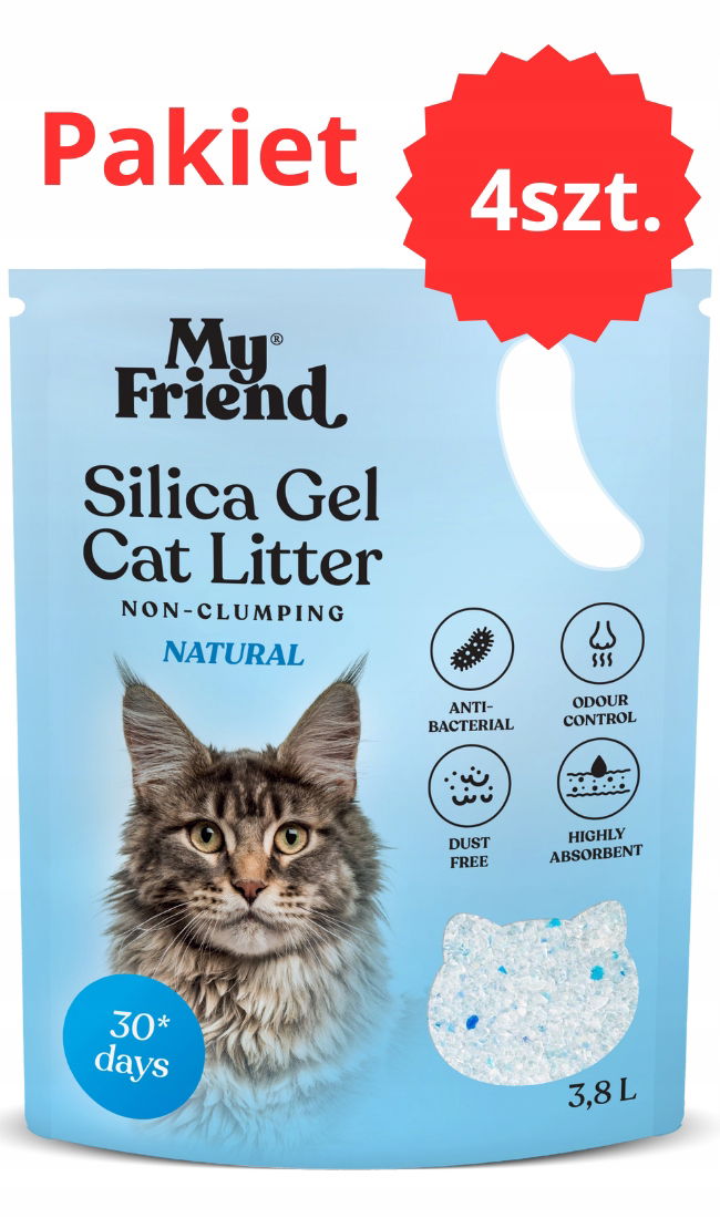 My Friend silikónová podstielka pre mačky 3,8 l Bezprašná bez zápachu 4 kusy