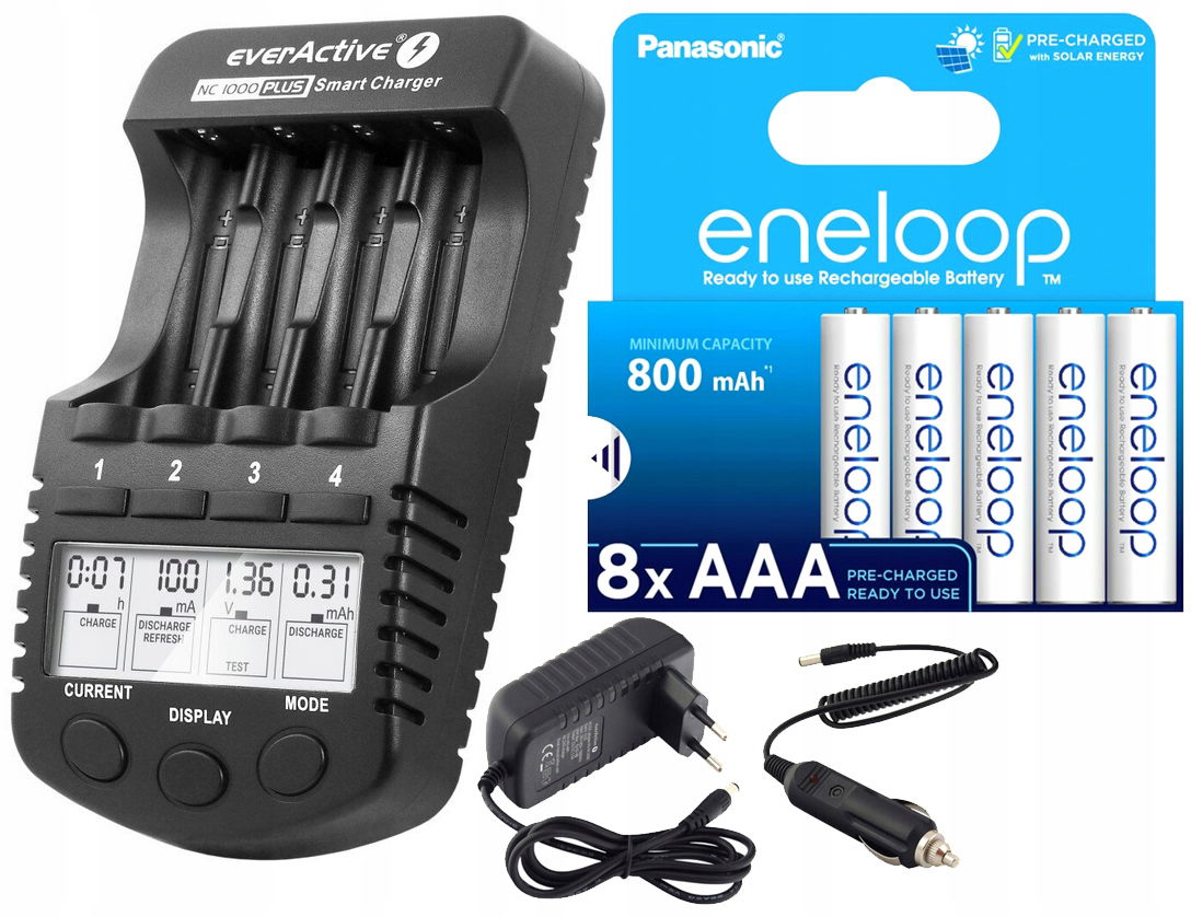 Nabíjačka Batérií Aa Aaa 8x Akumulátory Eneloop Aaa 800 mAh