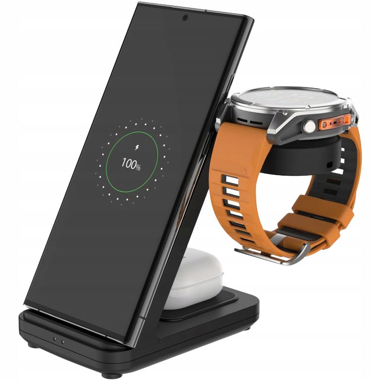 Nabíjačka Fixed indukčná 3v1 Qi pre telefóny, adaptér pre hodinky Garmin
