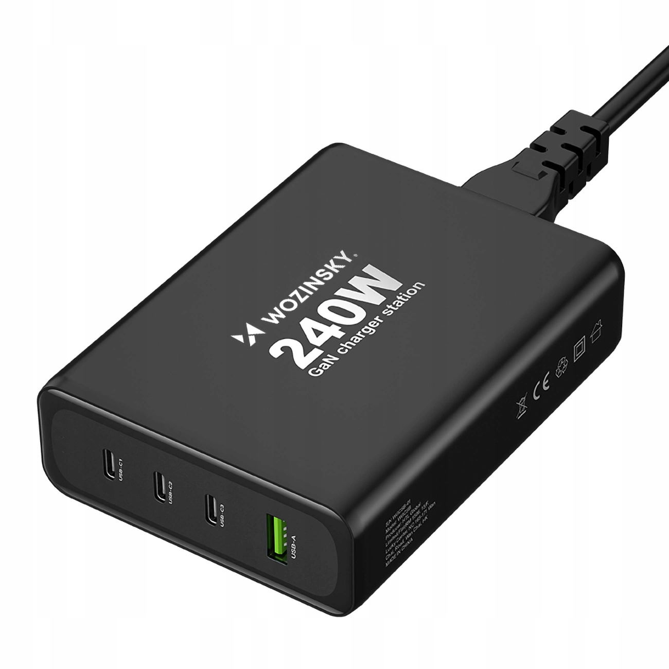 Nabíjačka GaN Wozinsky Wgcsb 240W Usb-a 3 x Usb-c čierna