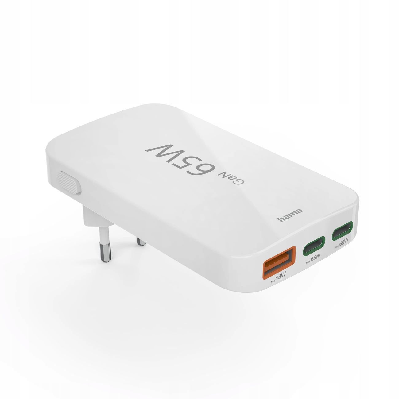 Nabíjačka Hama GaN 65W 2x Usb-c 1x Usb-a skladacia biela