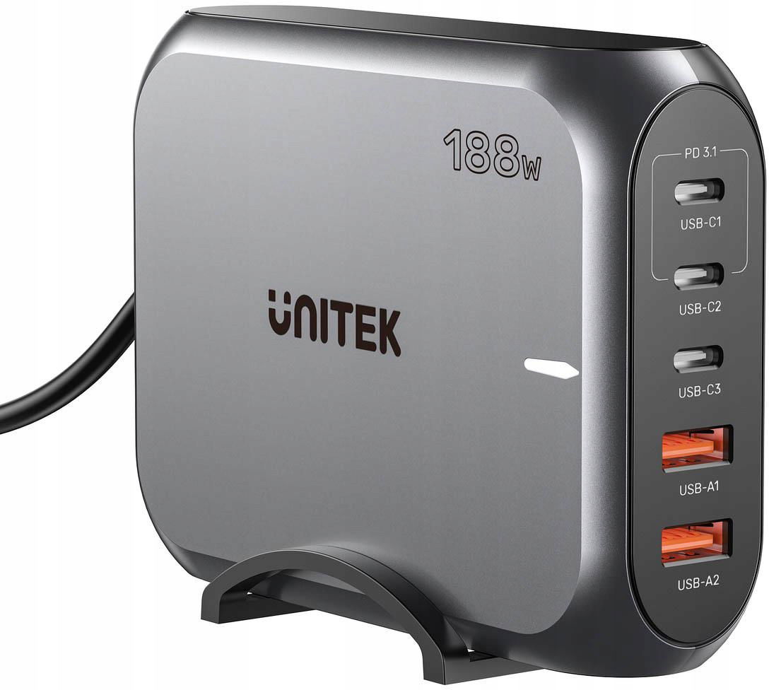 Nabíjačka Unitek 2xUSB-A 3xUSB-C Gan 188W