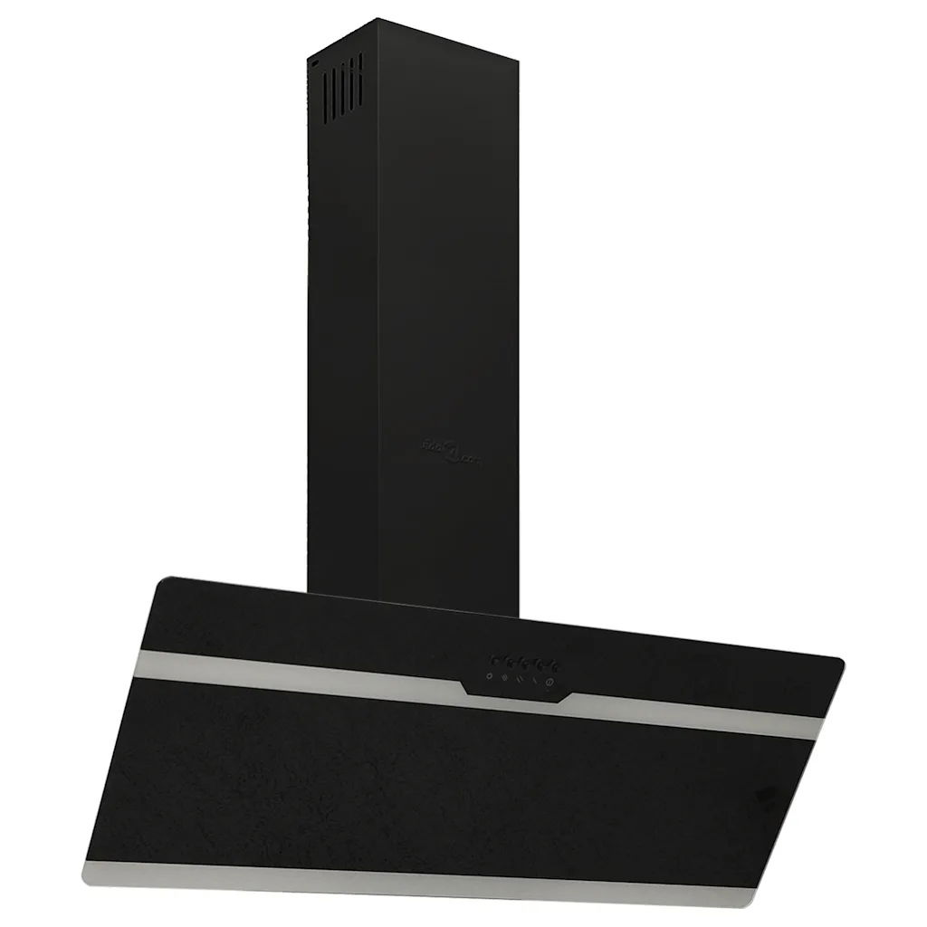 Nástenný digestor 90 cm oceľ a tvrdené sklo čierny