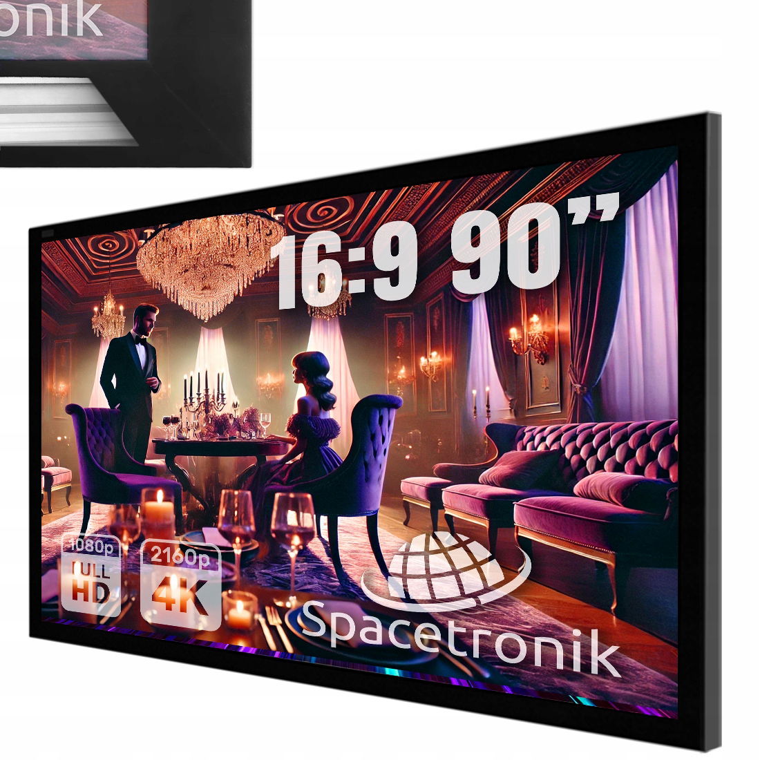 Nástenný projekčný displej Hliníkový rám Loft 90" 4K Hd Domáce kino 4K