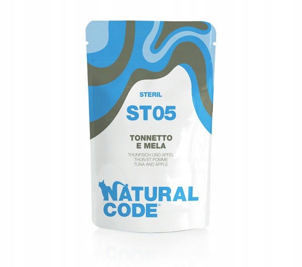 Natural Code vlhké krmivo pre mačku vrecúško ST05 Tuniak Jablko70g