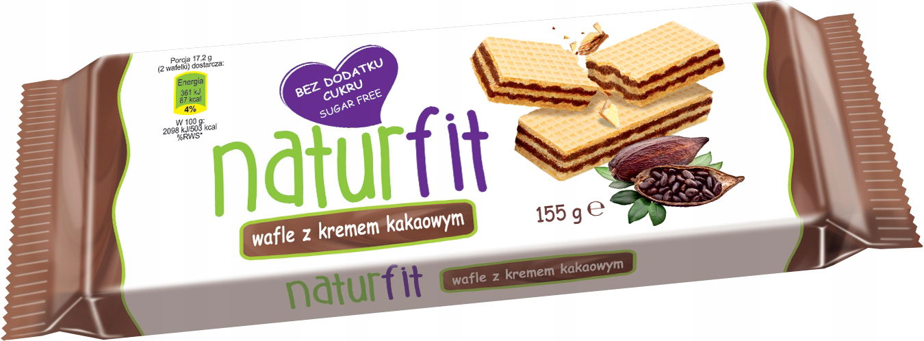 NaturFit Wafle s kakaovou príchuťou bez cukru 155 g