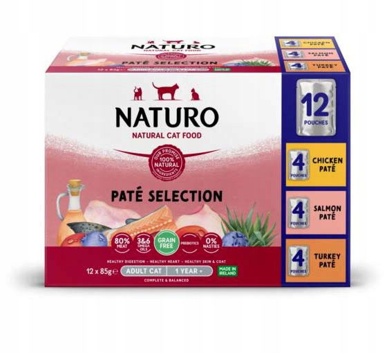Naturo vlhké krmivo pre mačky Grain Free Pate Variety Pack 12x85 g
