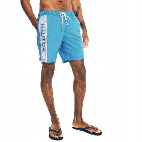 Nautica pánske plavky 8" Logo Stripe modré XL