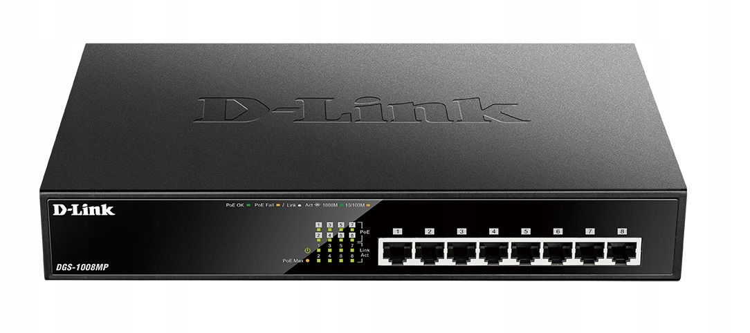 Nespravovaný prepínač D-Link DGS-1008MP 8xGbE