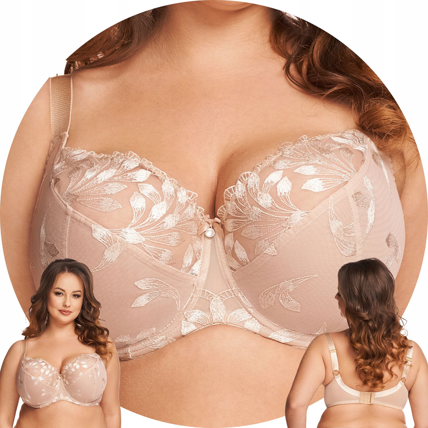 Nessa Grace N500 béžová výšivka Mäkká podprsenka 95L Soft