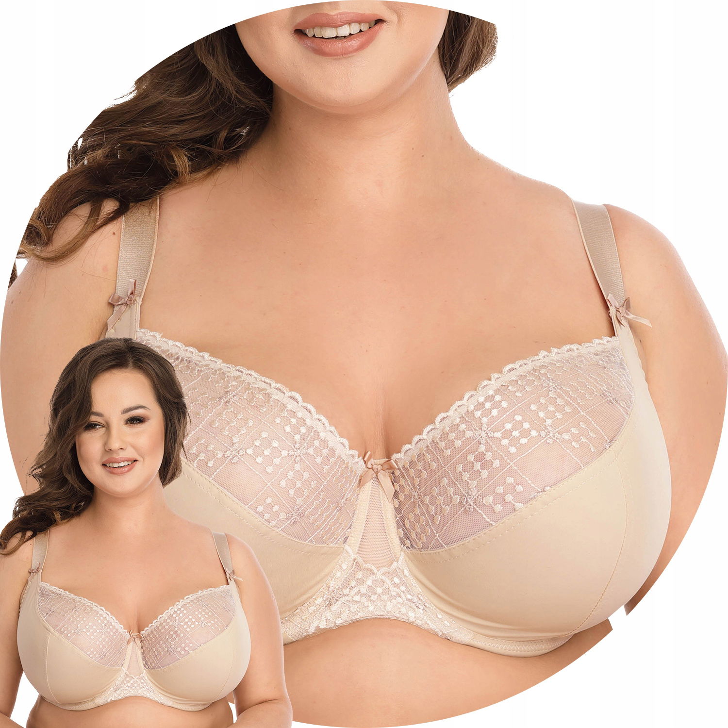 Nessa Ksymena N500 béžová výšivka Mäkká podprsenka 65G Soft