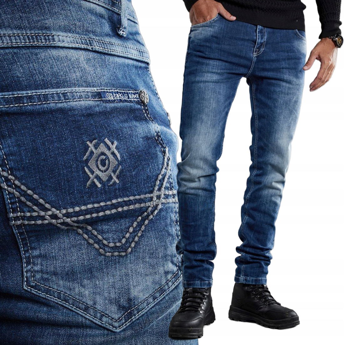 Nohavice Cipo Baxx Džínsy Slimfit Elastický Materiál Dark Blue