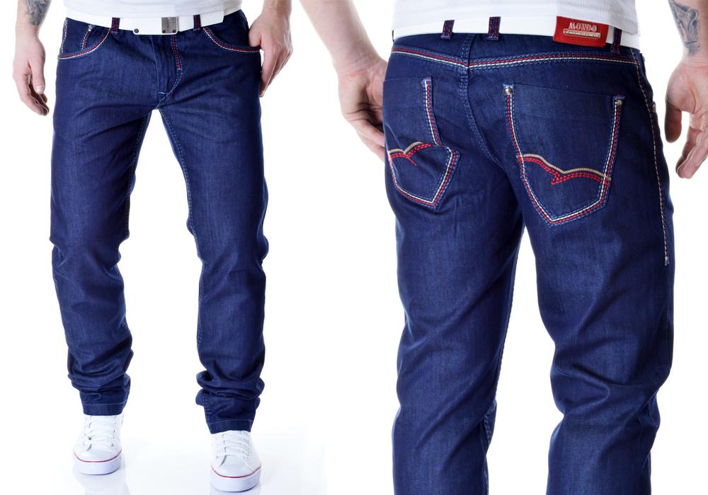 . Nohavice Jeans Mondo Navy Hrubá niť