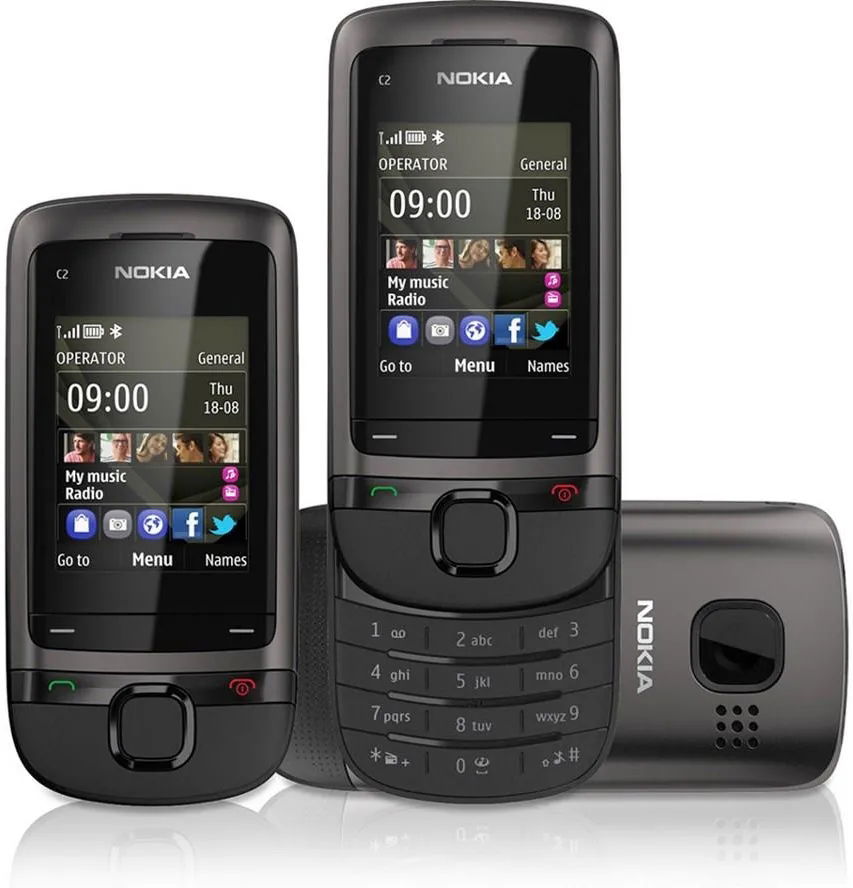Nová Nokia C2-05 Kompletná Sada Darčeky 3 Farby Rozsúvacia