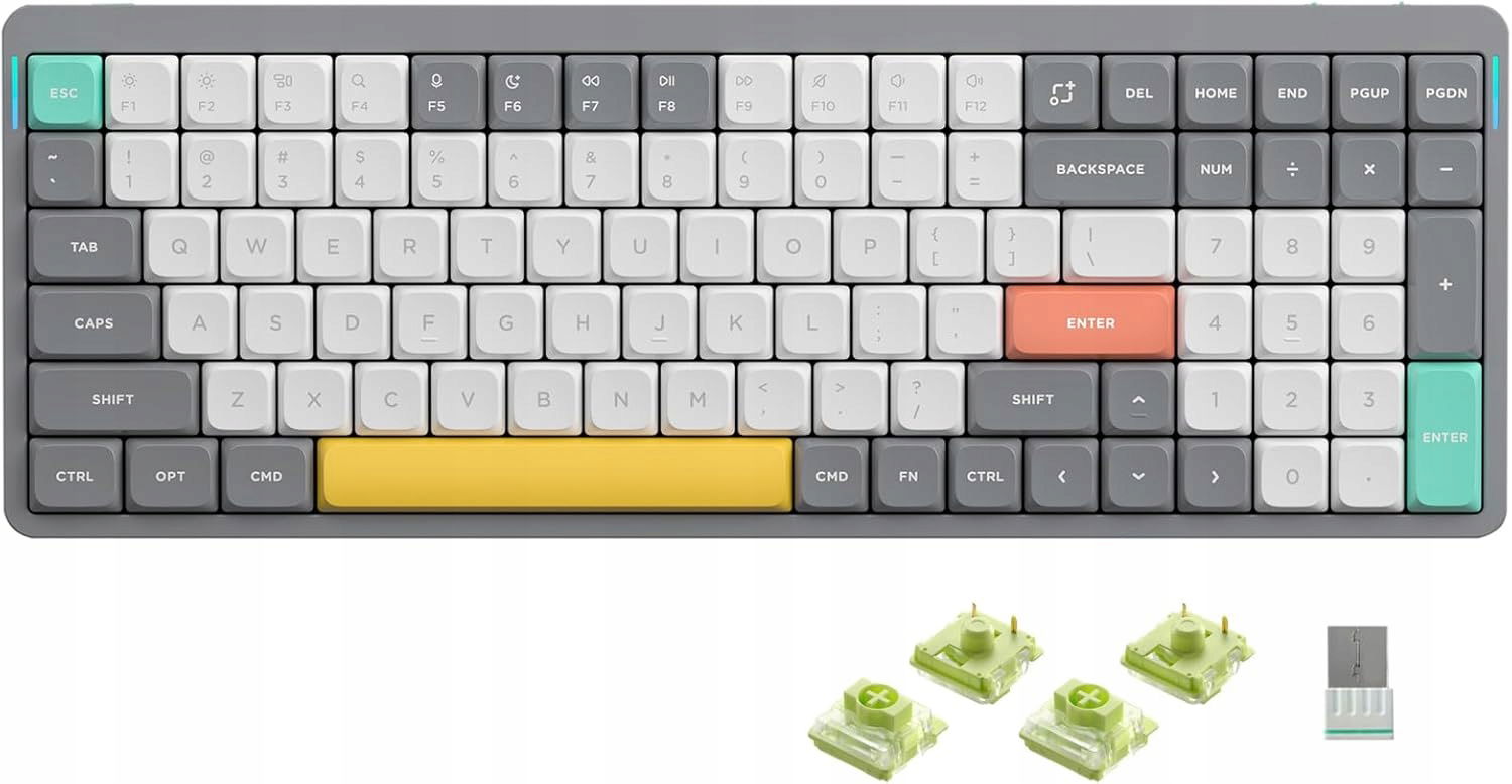 Nuphy Air96 V2 Bezdrôtová mechanická klávesnica Lunar Gray Aloe