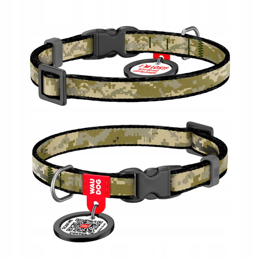 Nylonový obojok s Qr kódom Military