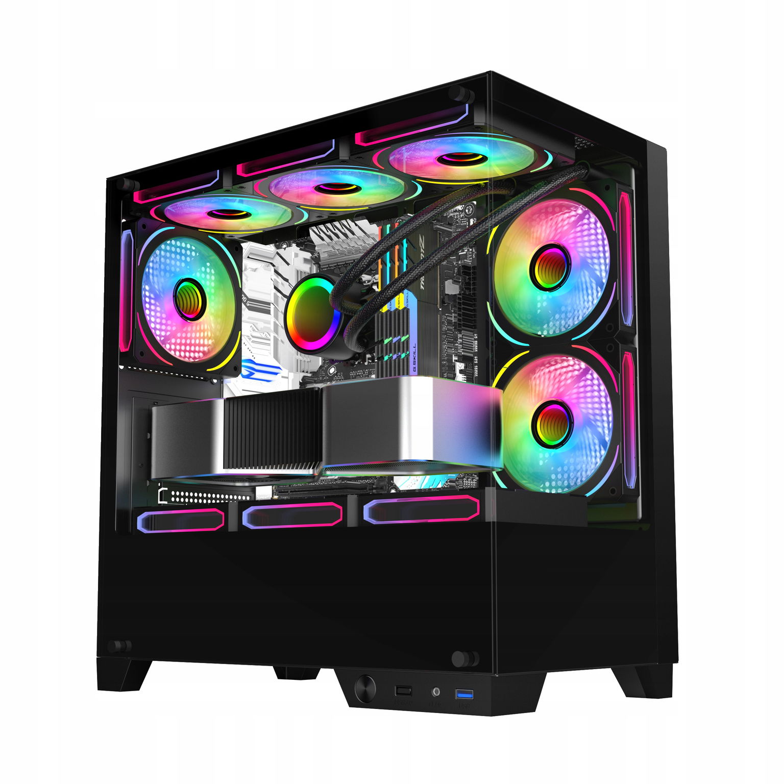 Obal Gamer Elite BPQ1 Akvárium Dvojité Tvrdené Sklo Atx Usb 3.0