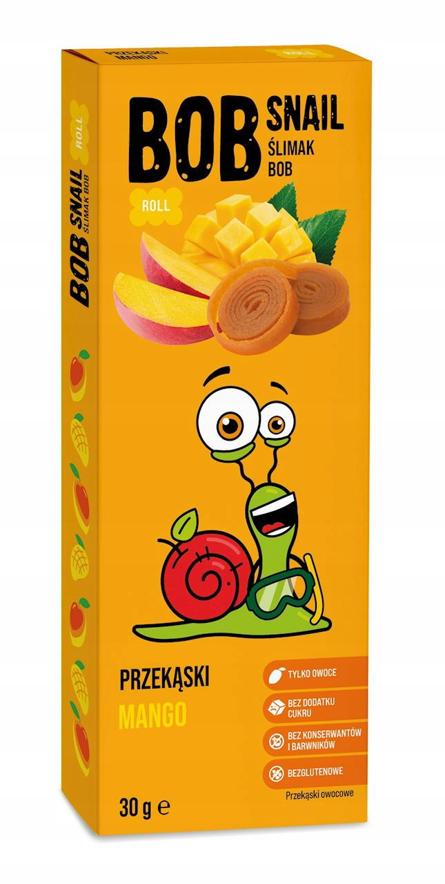 Občerstvenie Roll Mango Bez Pridaného Cukru Bezlepkové 30 g Bob Snail