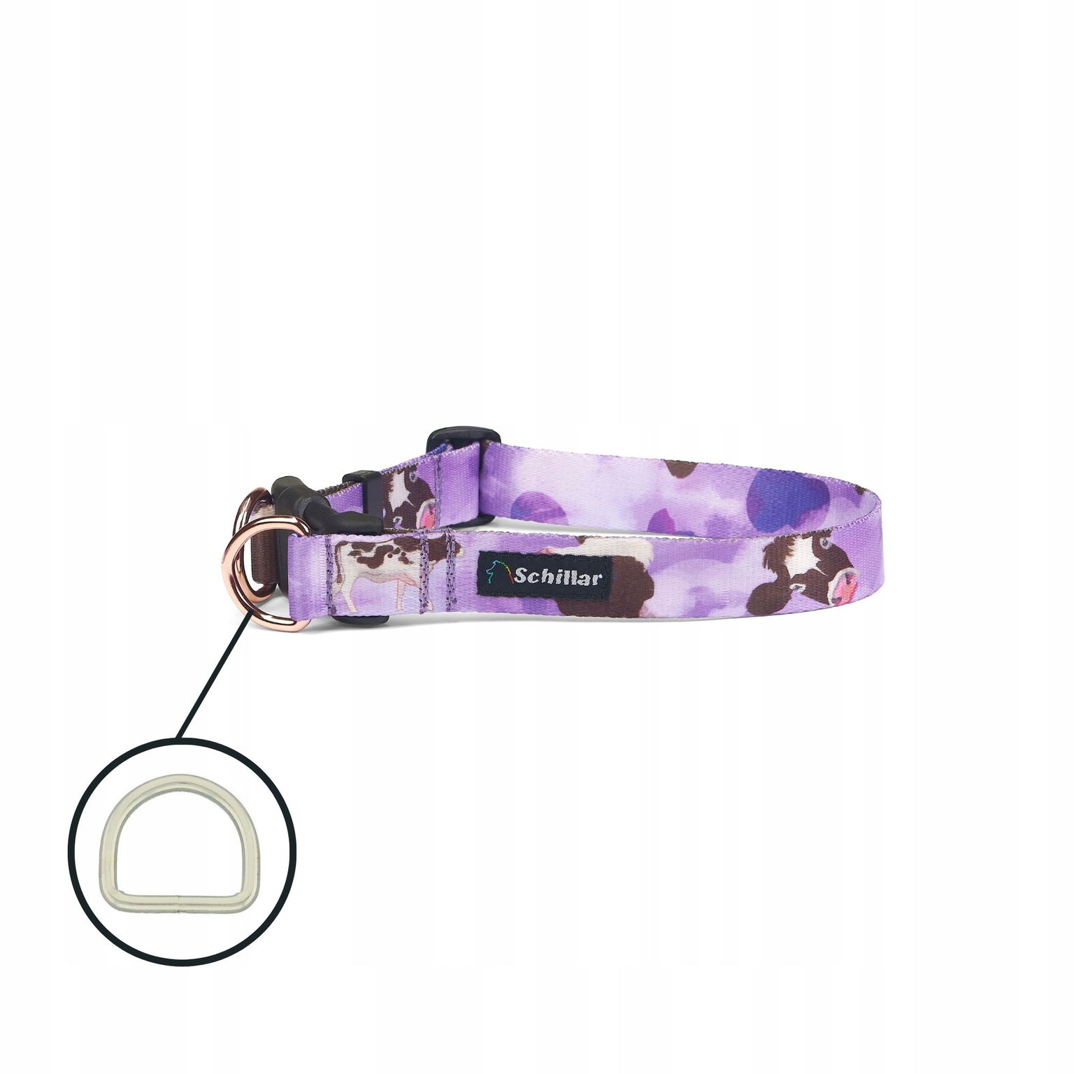 Obojok na sponu double lock pre malého psa fialová kravička Xs 20-30 cm