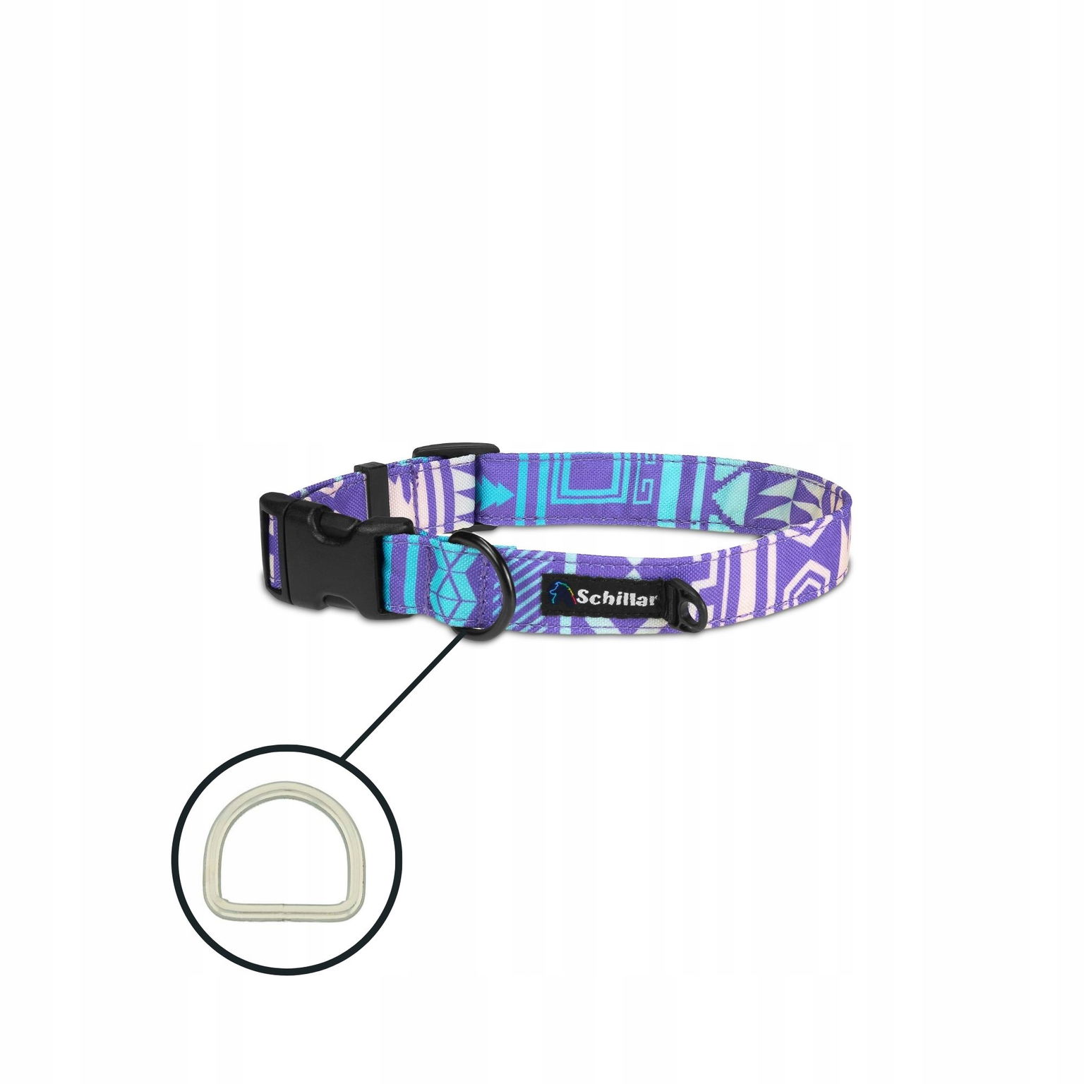 Obojok na sponu pre malého psa farebný fialový Aztec Xs 20-30 cm