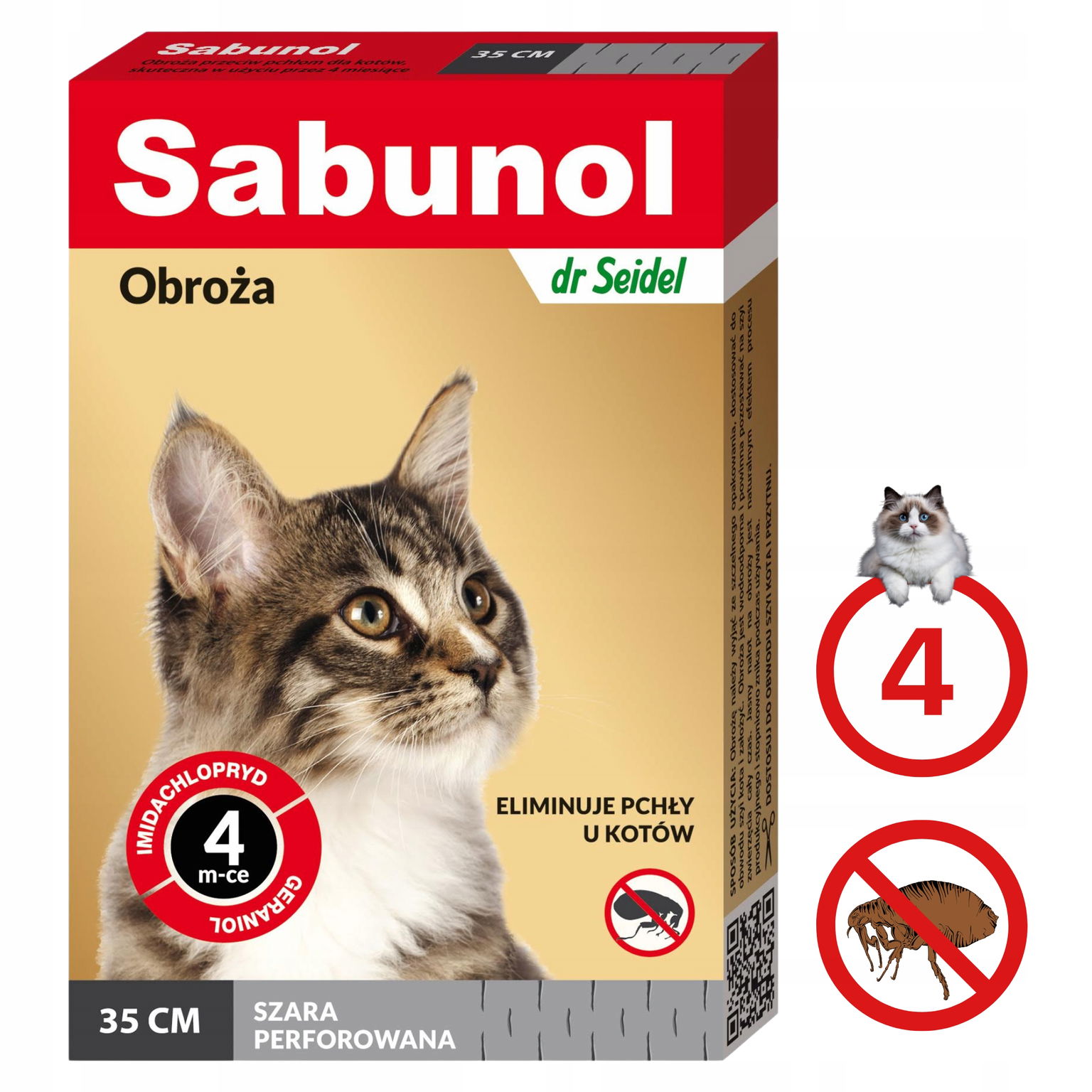 obojok pre mačku proti blchám sivý 35 cm