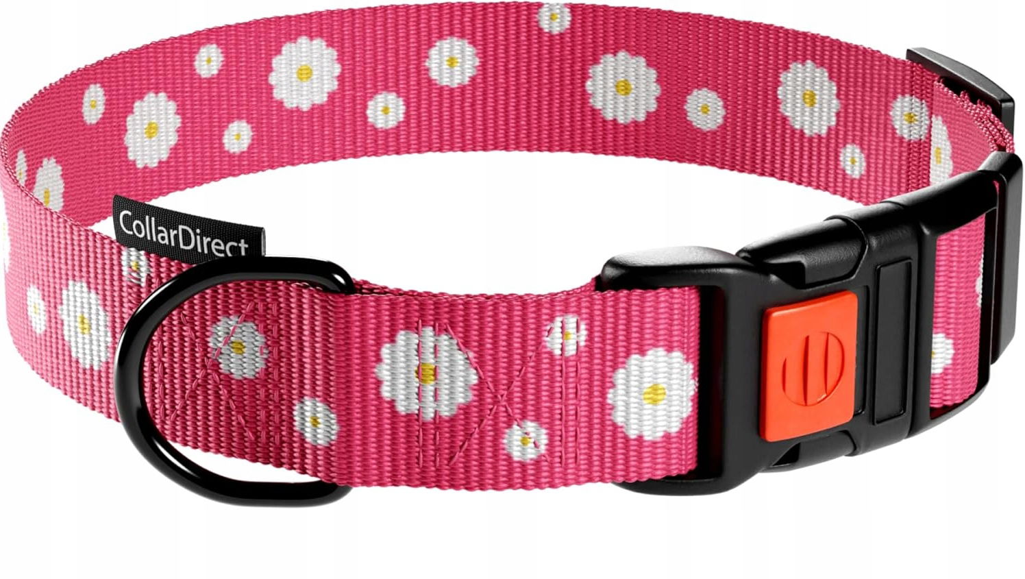 Obojok pre psa, kvetinová potlač, nastaviteľný, nylonová ružová farba 35-45 cm