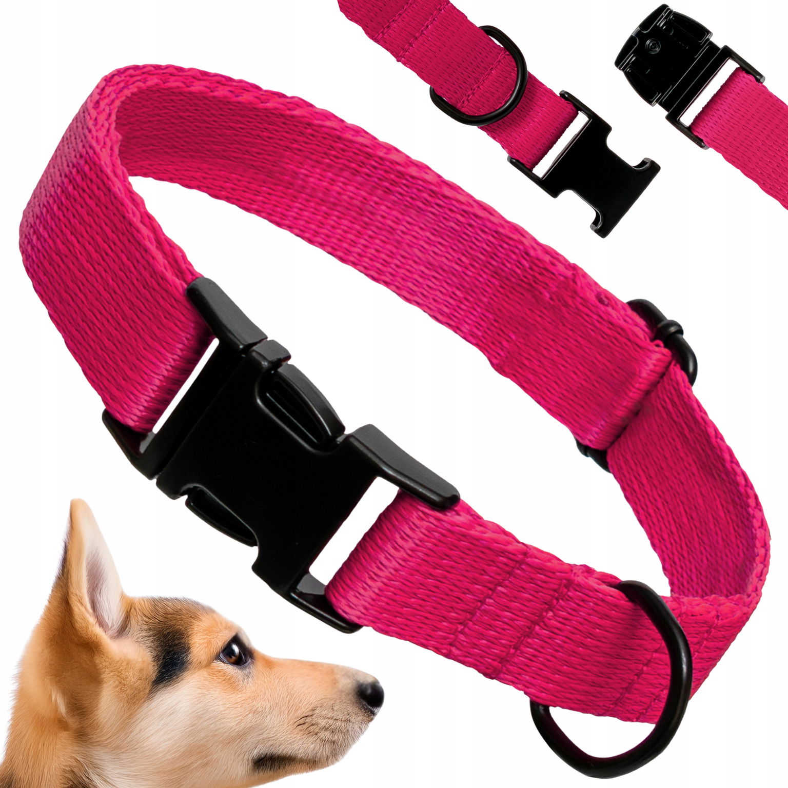 Obojok pre psa pevný s kovovou regulovateľnou sponou veľkosť XL 2,5 cm 42 cm-65 cm