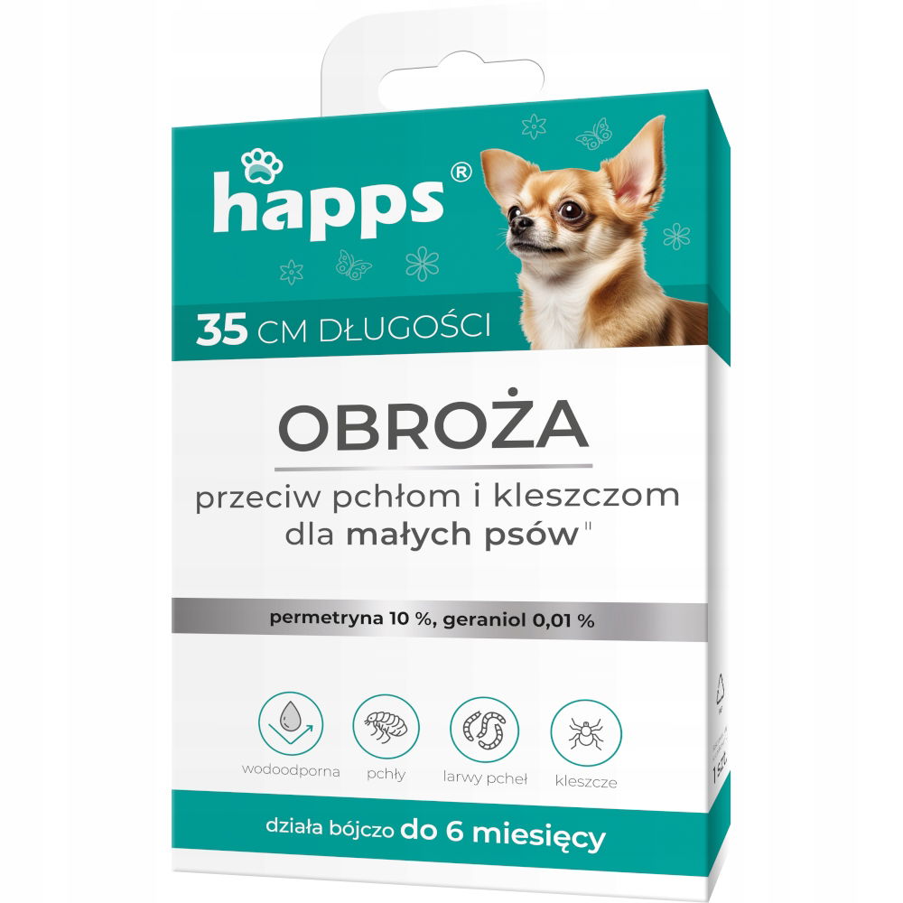 Obojok proti blchám a kliešťom pre malé psy Happs