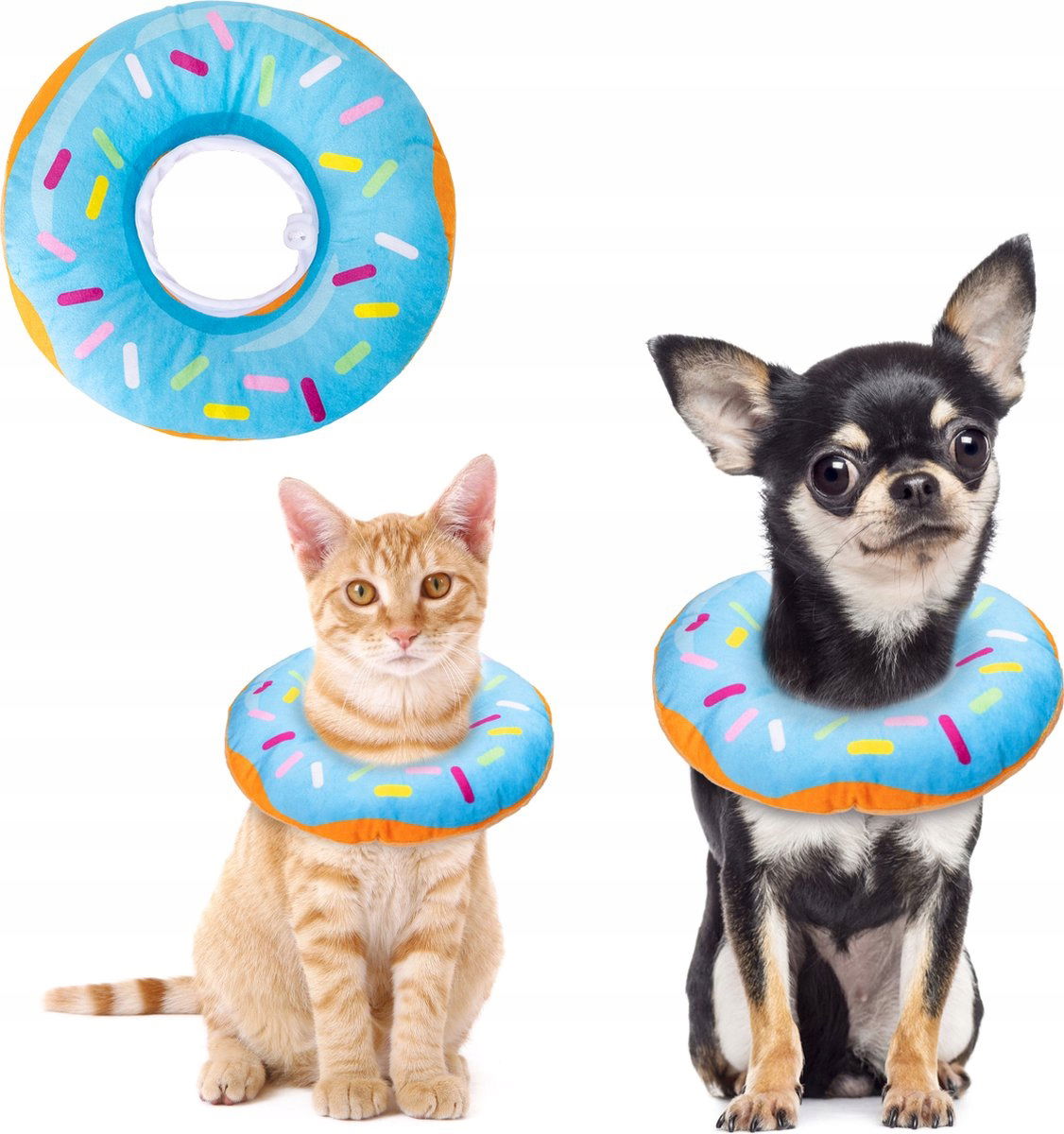 Ochranný pooperačný obojok pre malého psa, plyšovú mačku Donut S 13-22 cm