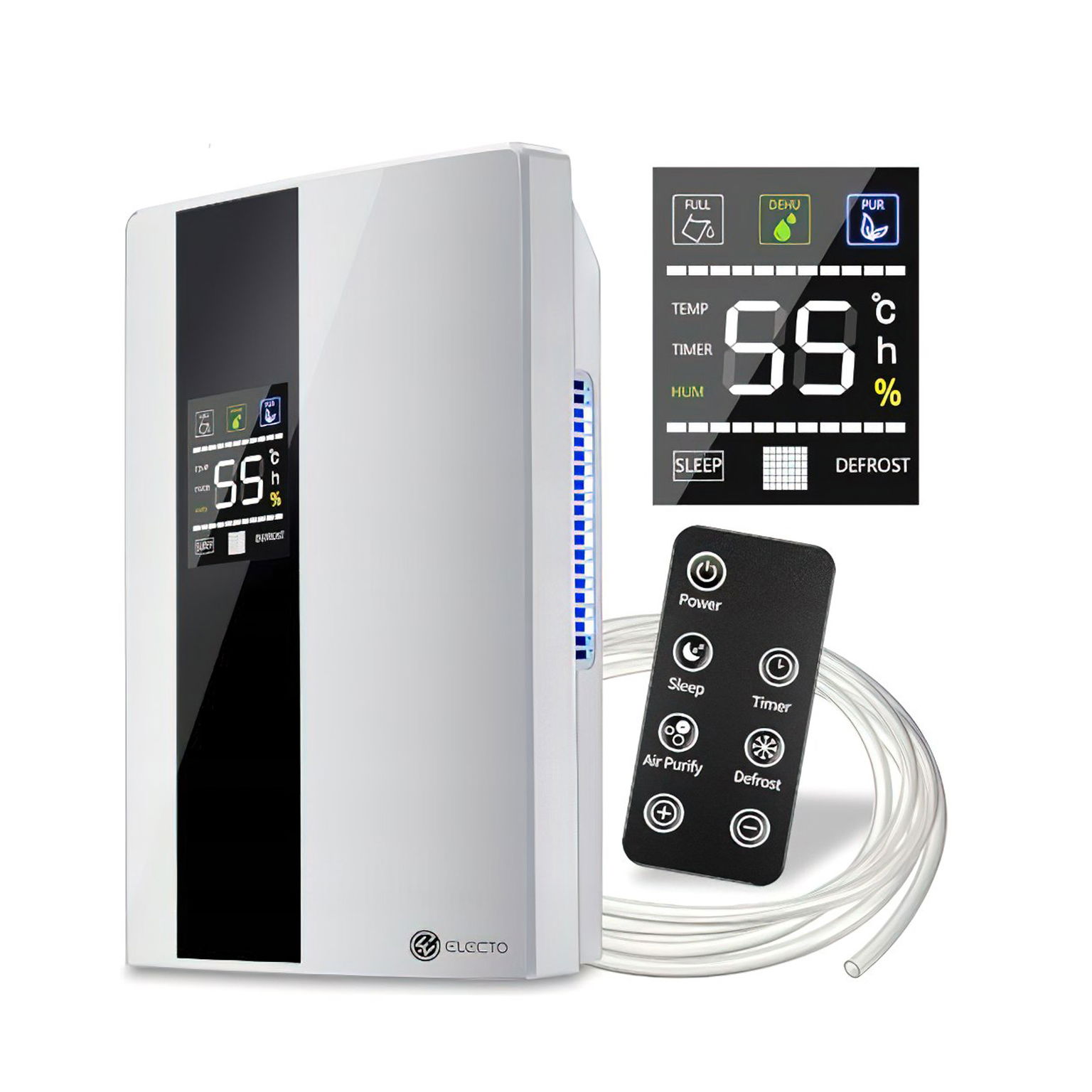 Odvlhčovač vzduchu Biely 65 W 2000 ml 270 ml/24 h LCD Pilot Kraft&Dele