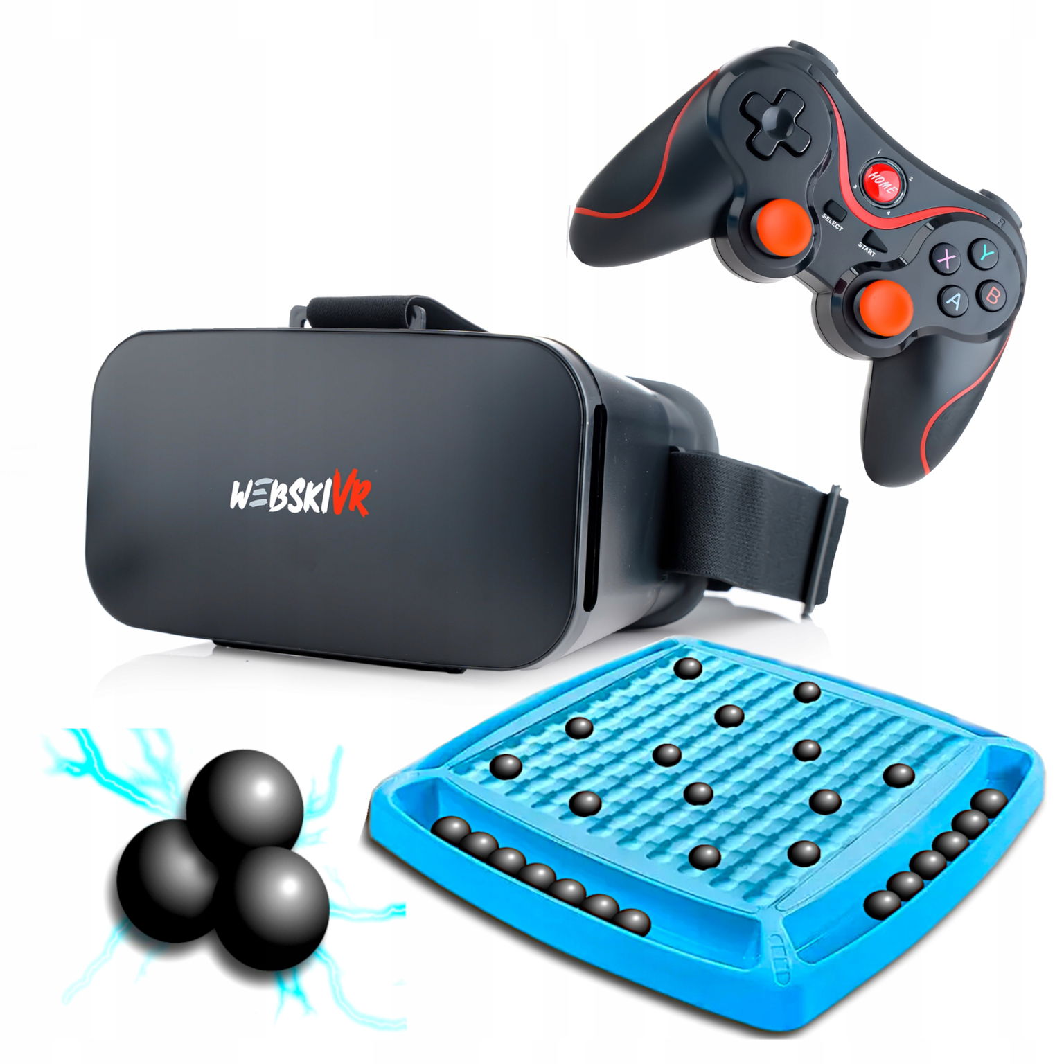 Okuliare Vr 3D 360 Stupňov+gamepad+hra Šach Magnetické Kamenivo